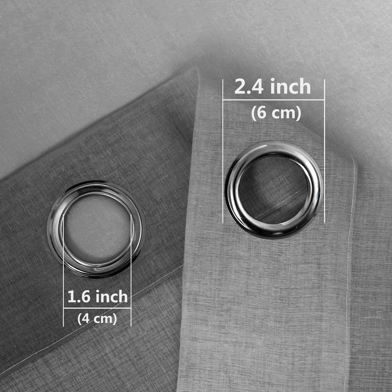 DWCN Black Ombre Sheer Curtains - Faux Linen Gradient Semi Voile Bedroom and Living Room Curtains, Set of 2 Grommet Top Window Curtain Panels, 52 x 90 Inches Long - Image 5